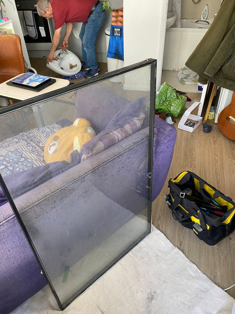 Glass pane removed
